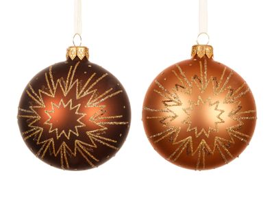 Kerstbal glas mat glinsterende ster