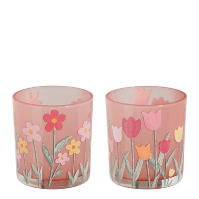 Theelicht houder bloem - h8xd7,5cm