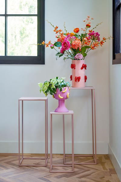 Quinty table de service rose clair - l25xb25xh60cm