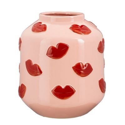 Vaas lippen l.roze - h30xd27cm