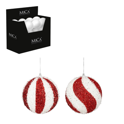 Boule incassable rouge blanc d10cm