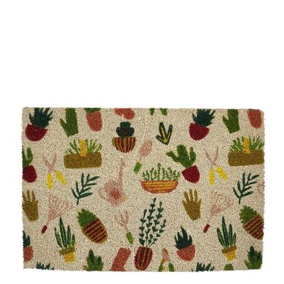 Paillasson outils de jardin blanc casse - l60xb40xh1,5cm