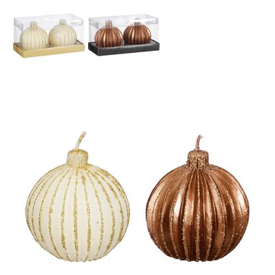 Kaars kerstbal set van 2