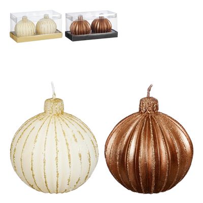 Kaars kerstbal set van 2