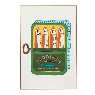Muurdecoratie donkerbruin sardines - l41xb61xh3cm