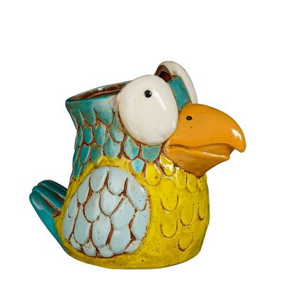 Pot perroquet jaune - l19,5xb13xh16cm