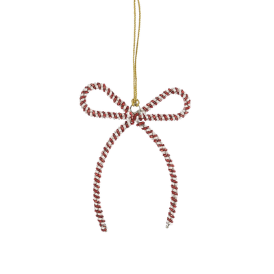 Ornement noeud rouge l13xb10cm