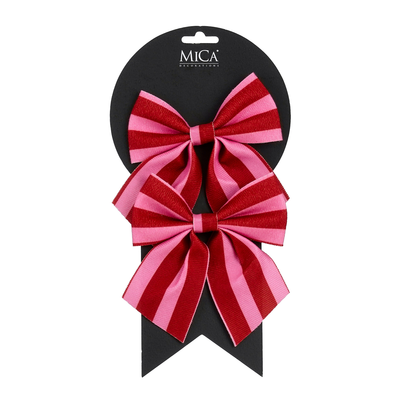 Noeud ligne rose 2 pieces l12xb13cm