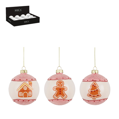Bal glas peperkoek roze d8cm