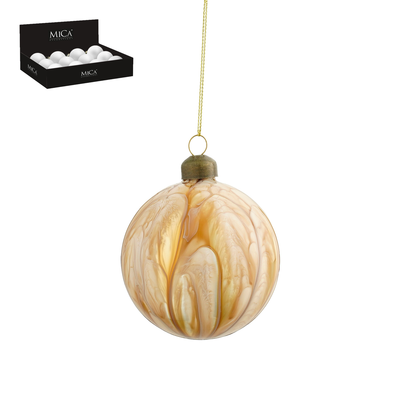 Bal glas creme marble finish d8cm