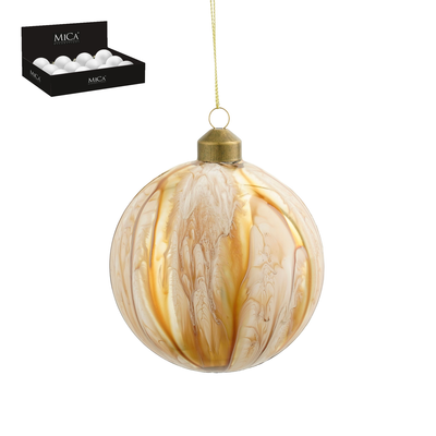 Bal glas creme marble finish d10cm