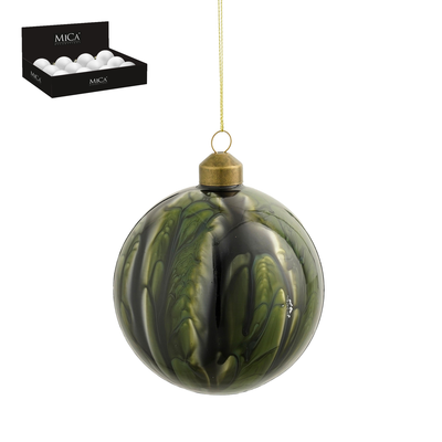 boule verre vert marble finish d10cm