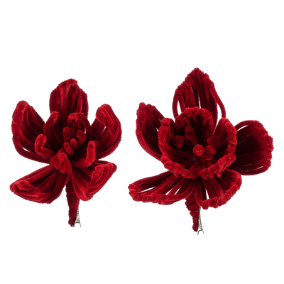 Clip bloem rood 2 assorti h17xd17cm