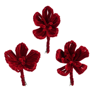 Clip bloem rood 3 assorti h15xd13cm
