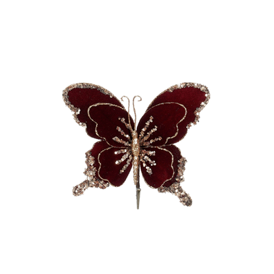 Clip papillon bordeaux glitter