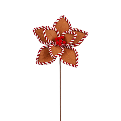 Poinsettia branche marron l45cm