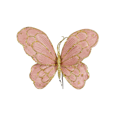 Clip papillon rose l34xb25xh5cm