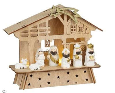 Kerststal wit l22xb7,5xh18cm