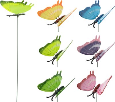 Tuinsteker plastic vlinder 6ass