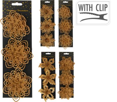 Set van 3 bloemen op clip