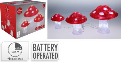 Paddenstoel led set van 3stuks