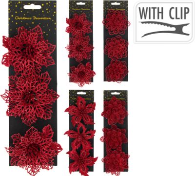 Set van 3 bloemen op clip