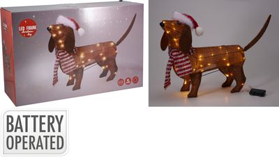 Hond met muts 70cm led bruin