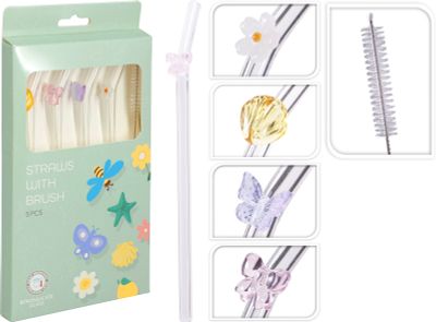 5-delige set met glazen rietjes