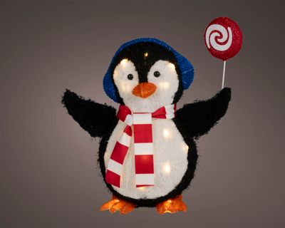 Led pinguïn stof steady buiten kleuren/warm wit