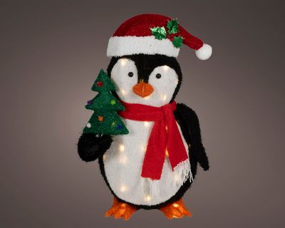 Led pinguïn stof steady buiten kleuren/warm wit
