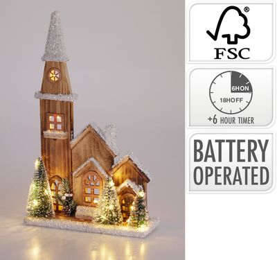 Kerk met led 43cm