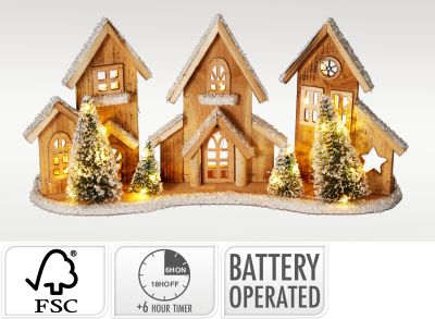 Huisjes met led 24cm