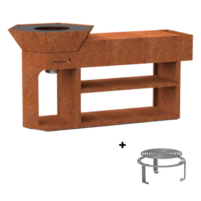 Houtskoolbarbecue Nestor Island corten staal met gratis Dynamic Center