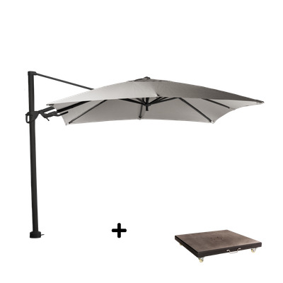  Set van parasol Fuga zwart-antraciet met parasolvoet Fuga