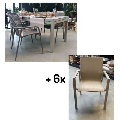 Set van tafel Albin met 6 stoelen Norris