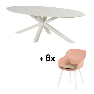 Set: tafel Xander met 6 stoelen Le Soleil