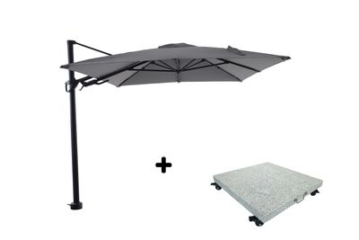 Ensemble de parasol Fuga 2.0 260x350 noir/charcoal avec pied de parasol Fuga 2.0