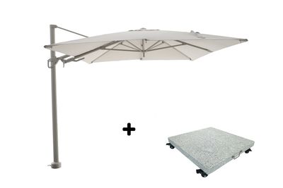Ensemble de parasol Fuga 2.0 260x350 taupe/champagne avec pied de parasol Fuga 2.0