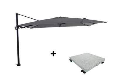 Ensemble de parasol Fuga 2.0 350x260 noir/charcoal avec pied de parasol Fuga 2.0
