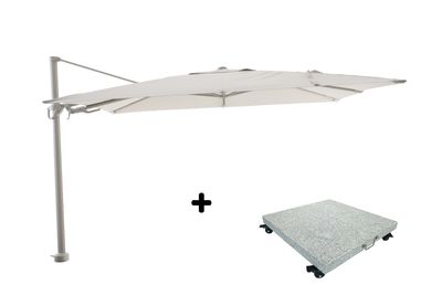 Ensemble de parasol Fuga 2.0 350x260 taupe/champagne avec pied de parasol Fuga 2.0