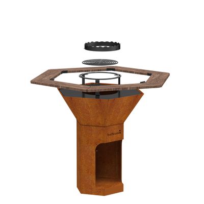 Promo set met Nestor Original corten staal, roost, zijtafels & brochettehouder